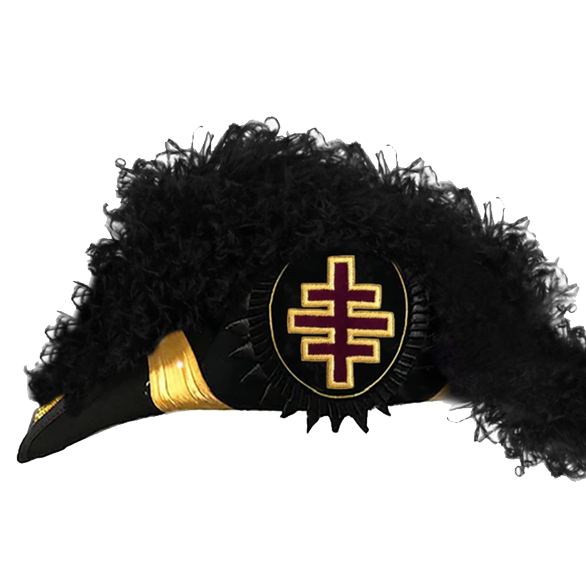 Past Grand Master Knights Templar Commandery Chapeau All Black Plumes