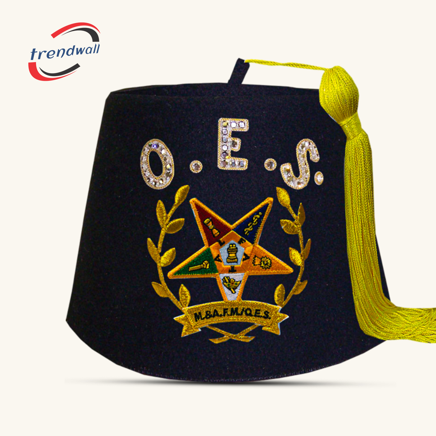 Masonic OES Black Fez with Wreath & Custom Details