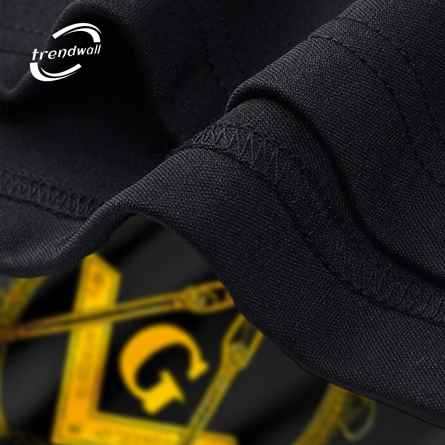 Black Masonic T-Shirt – Gold Square & Compass Freemasonry Symbol Design