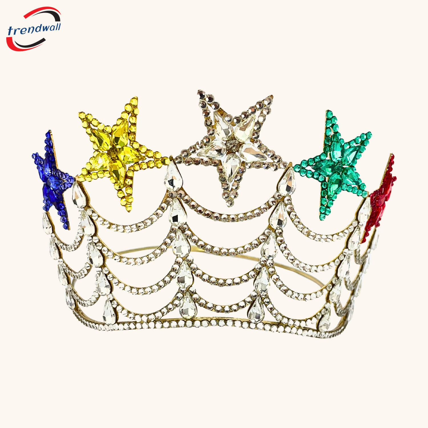 OES Tall Crown Gold Tone + Rhinestones Adjustable Fitting With Case