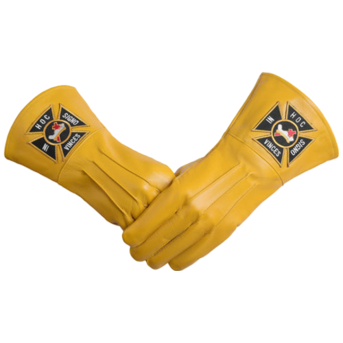 Knights Templar Commandery Gauntlet - Yellow Leather