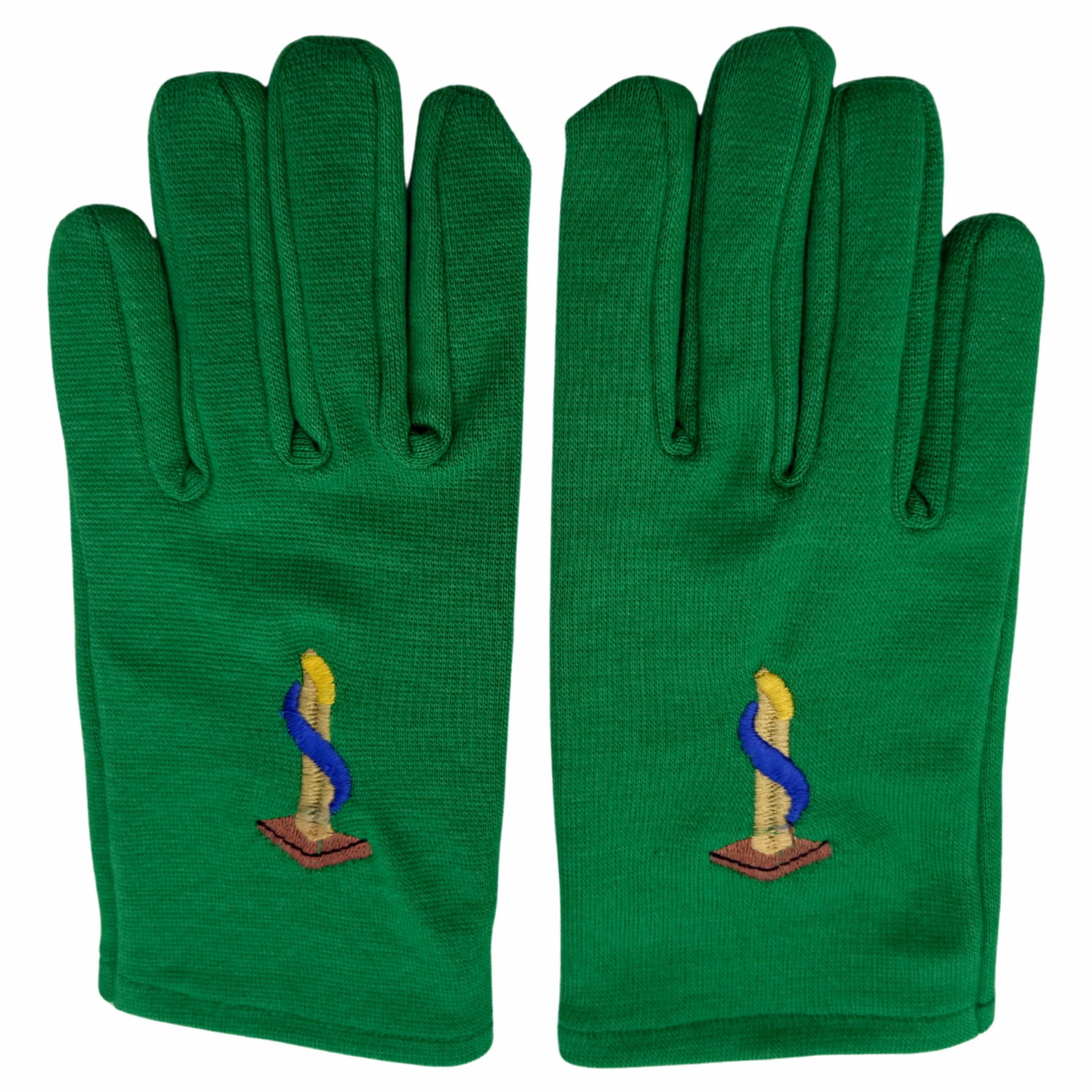 Masonic OES Cotton Gloves with Martha Emblem in Green Color