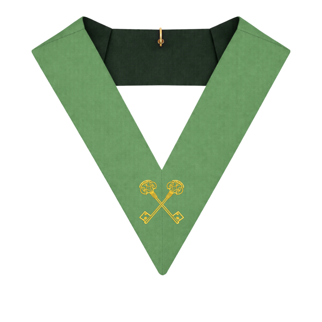 Treasurer Blue Lodge Collar – Green Ribbon Premium Craft Masonic Regalia