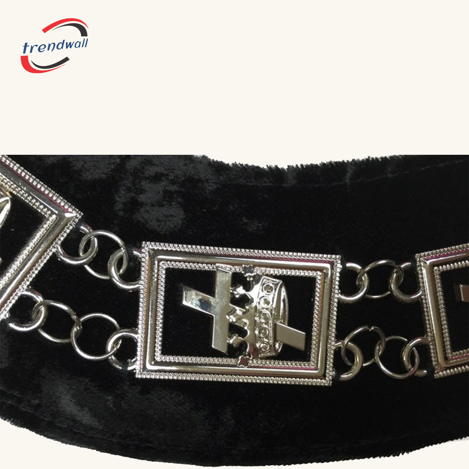 KNIGHTS TEMPLAR COMMANDERY CHAIN COLLAR - Silver PLATED ON BLACK VELVET