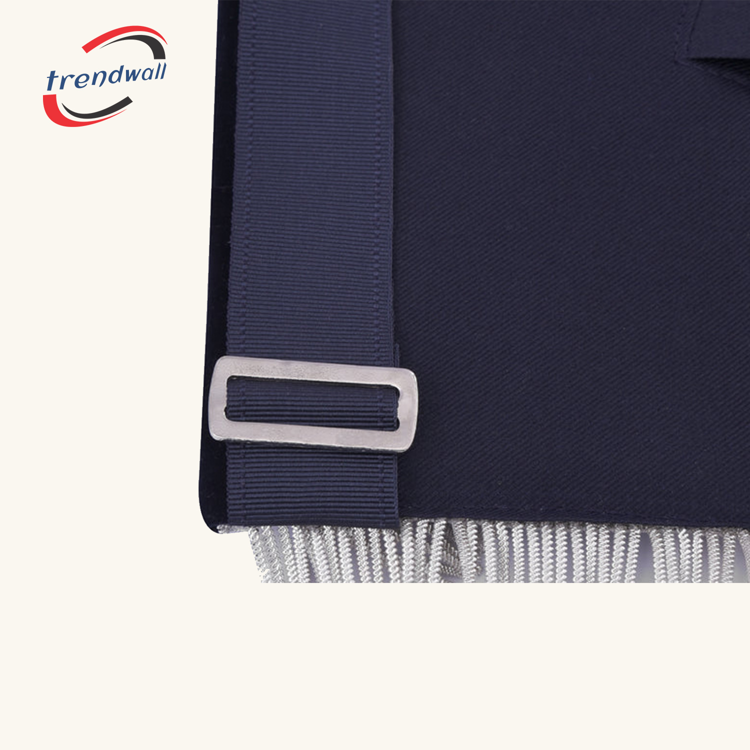 Grand Past Master Blue Lodge Apron - Blue Velvet + Silver Rayon Fringe