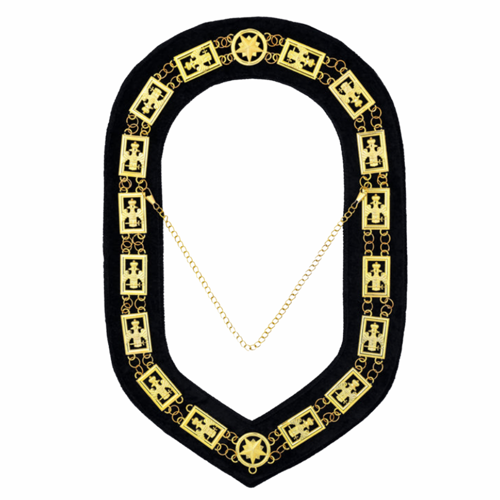 32nd Degree Scottish Rite Open Wings Chain Collar with Black Velvet