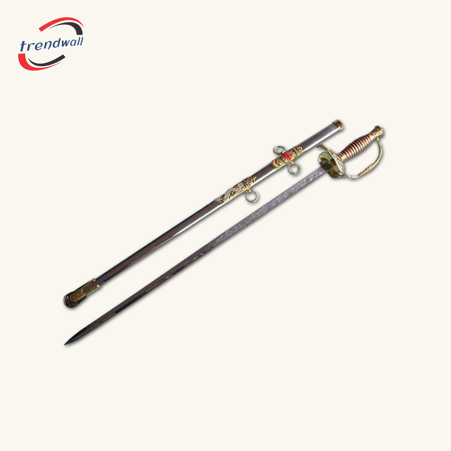 Knights Templar Commandery Sword - Red Cross Gold