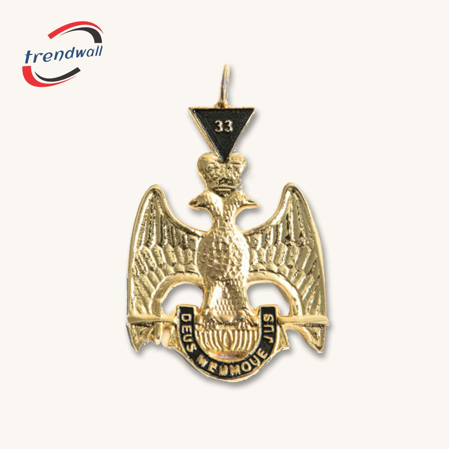 33rd Degree Scottish Rite Collar Jewel - Wings Up Gold & Black Plated