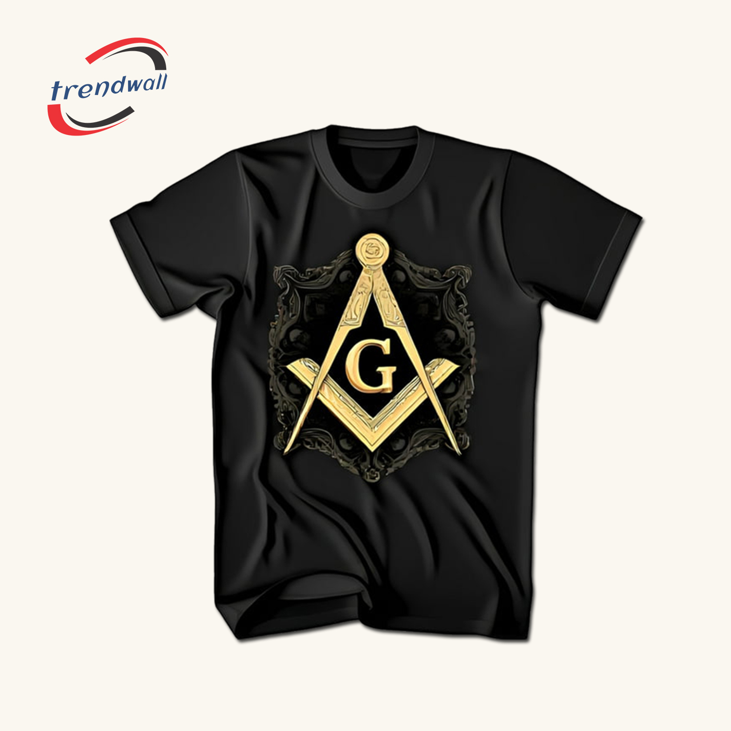 Masonic T-Shirt – Gold Square & ‘G’ Symbol with Stylish Modern Design