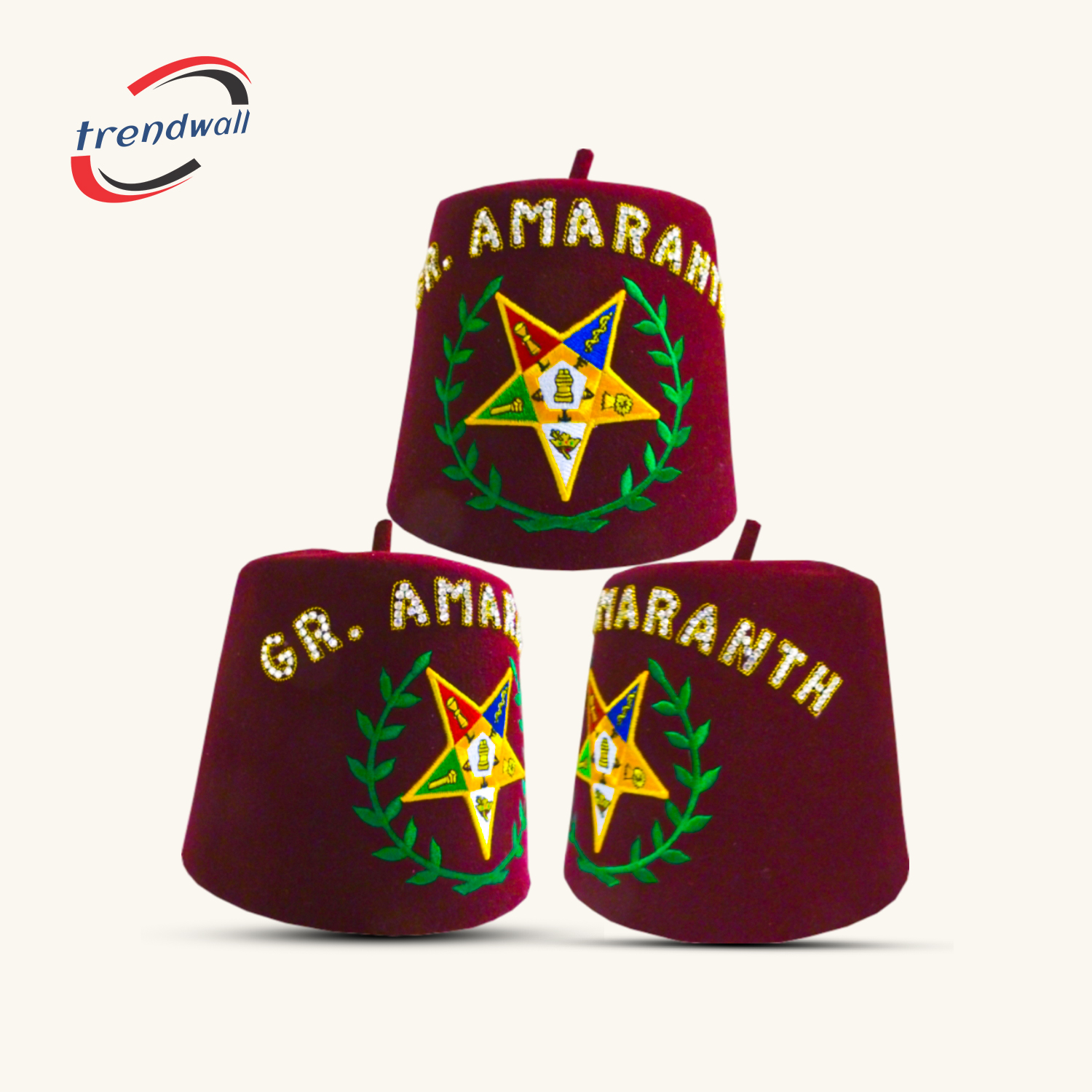 Amaranth Fez in Burgundy with Rhinestones & Custom Tassel Color