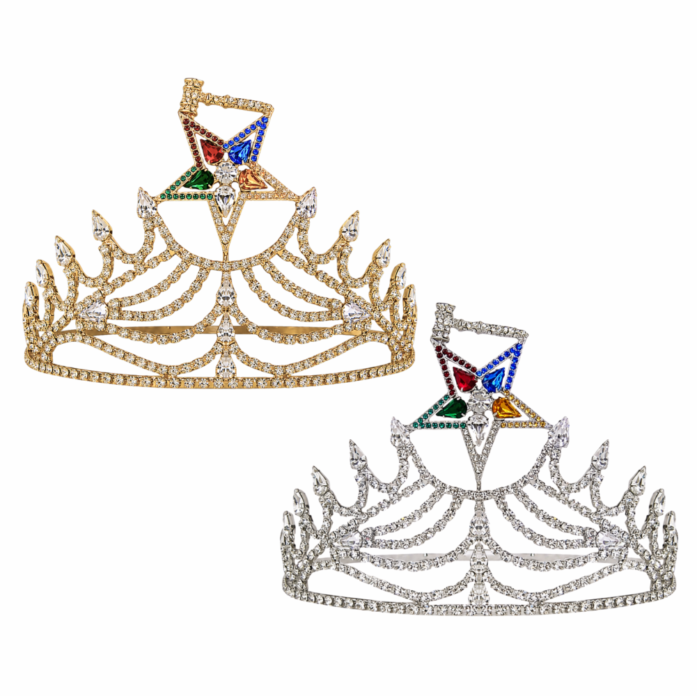 Masonic OES Matron Crown with Gavel – Gold or Rhodium (Style A)