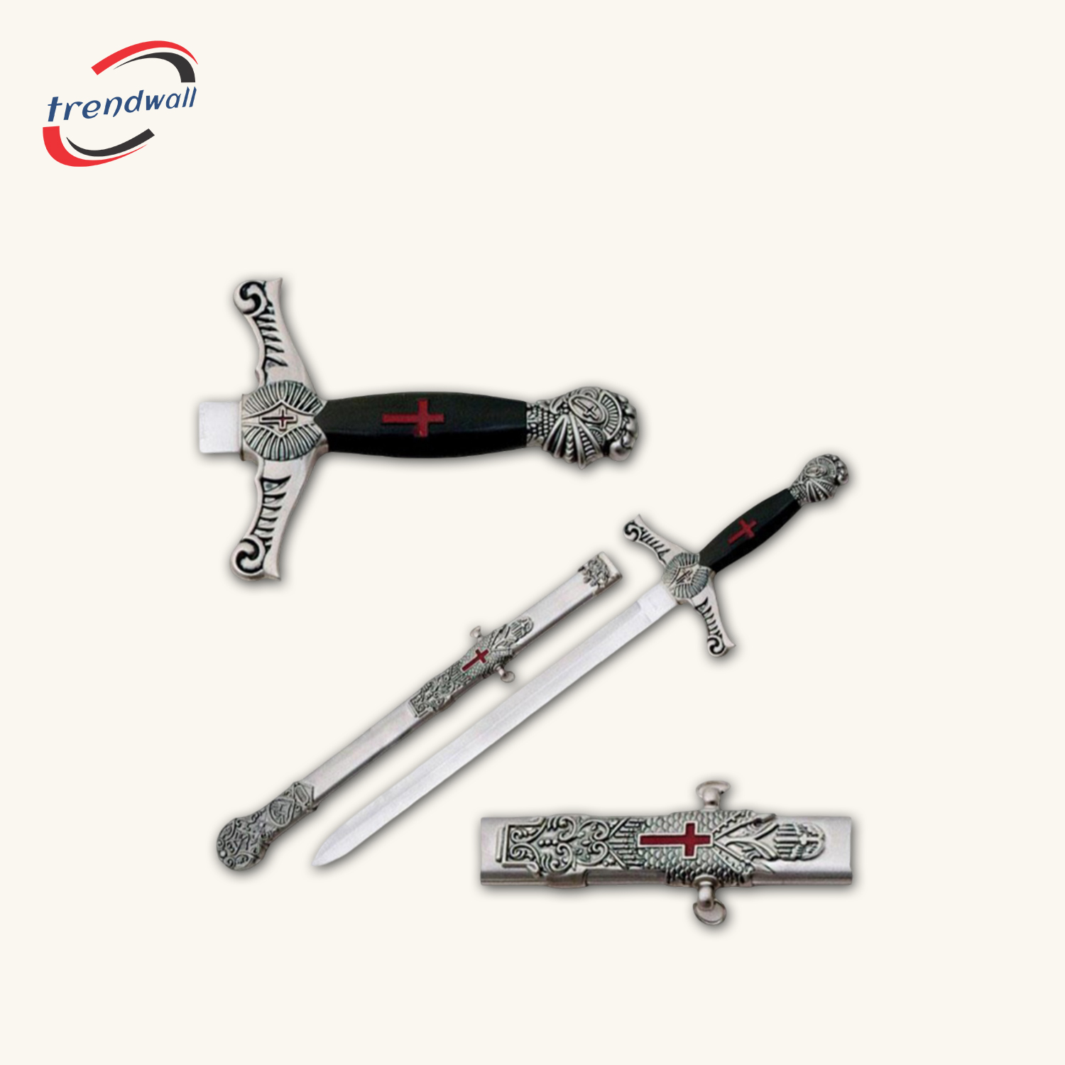 Knights Templar Commandery Sword - Knife Red Cross with Scabbard