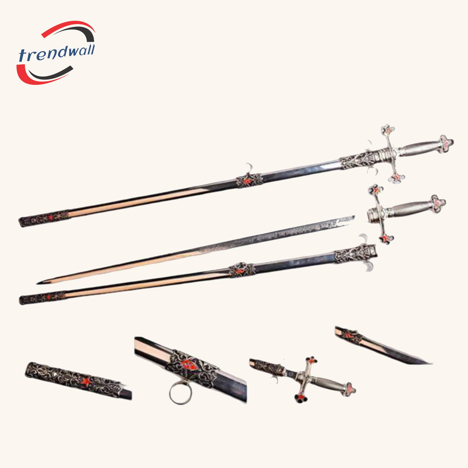 FELLOWCRAFT BLUE LODGE SWORD - SQUARE COMPASS OFFICER RED STAR
