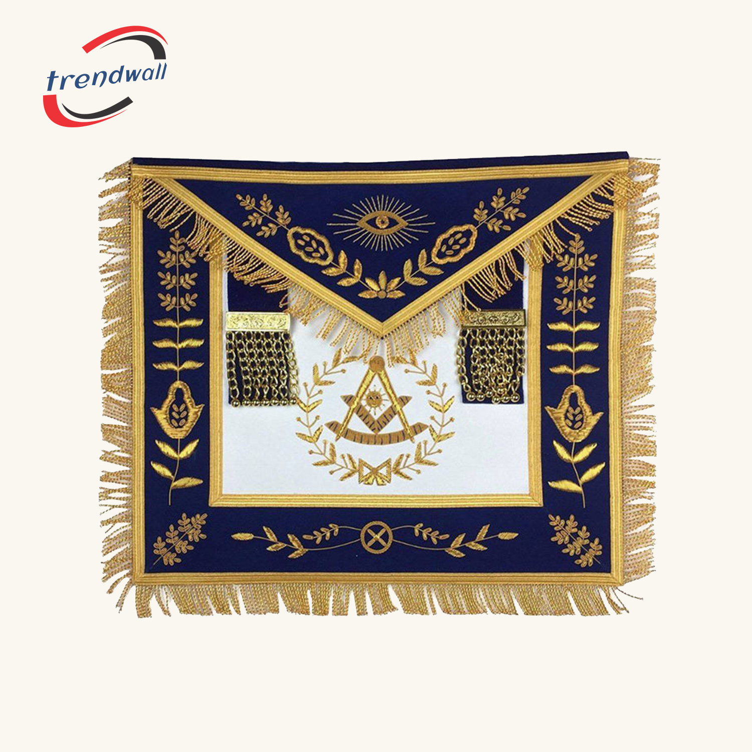 Past Master Blue Lodge Apron - Royal Blue Velvet Hand Embroidery