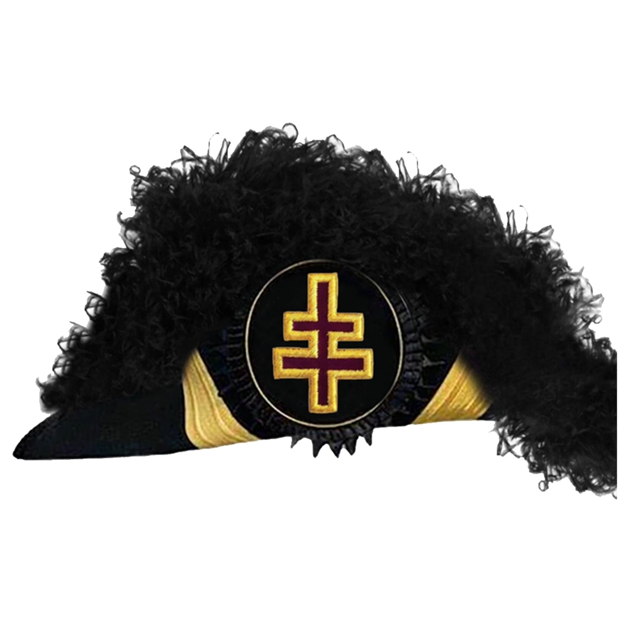 Grand Encampment Knights Templar Commandery Chapeau - All Black Plumes