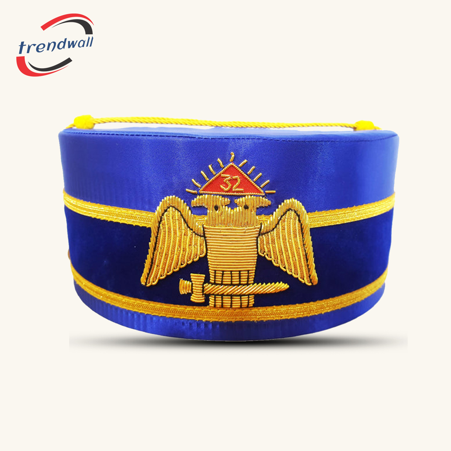 32nd Degree Scottish Rite Crown Cap - Wings Down Blue Handmade Emb...