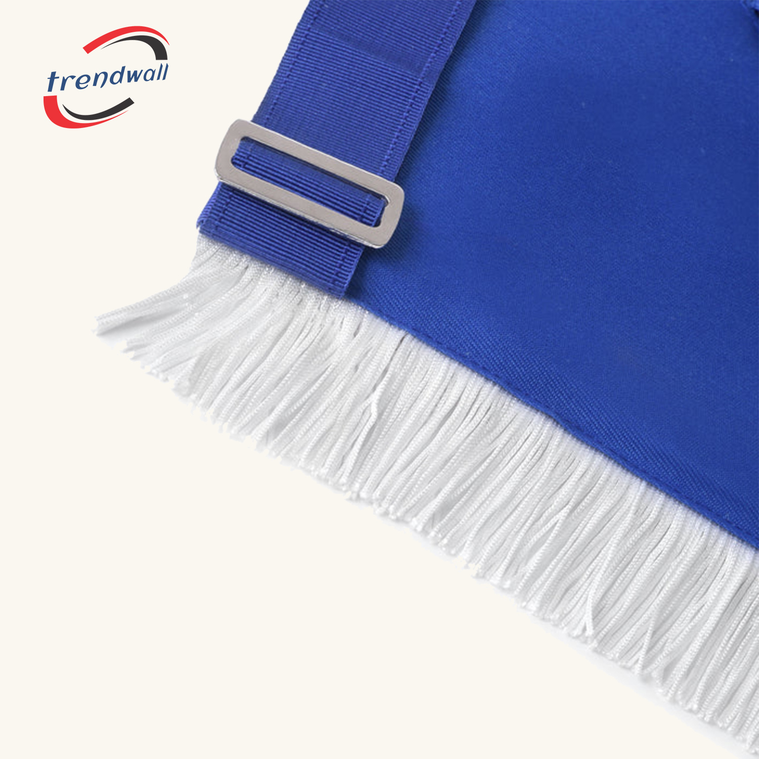Junior Deacon Blue Lodge Officer Apron - Royal Blue With White Fringe