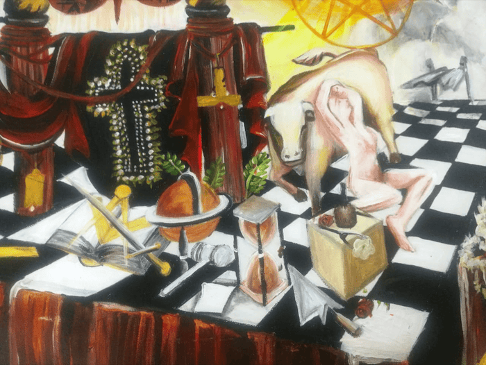 Hand-Painted Lambskin Apron