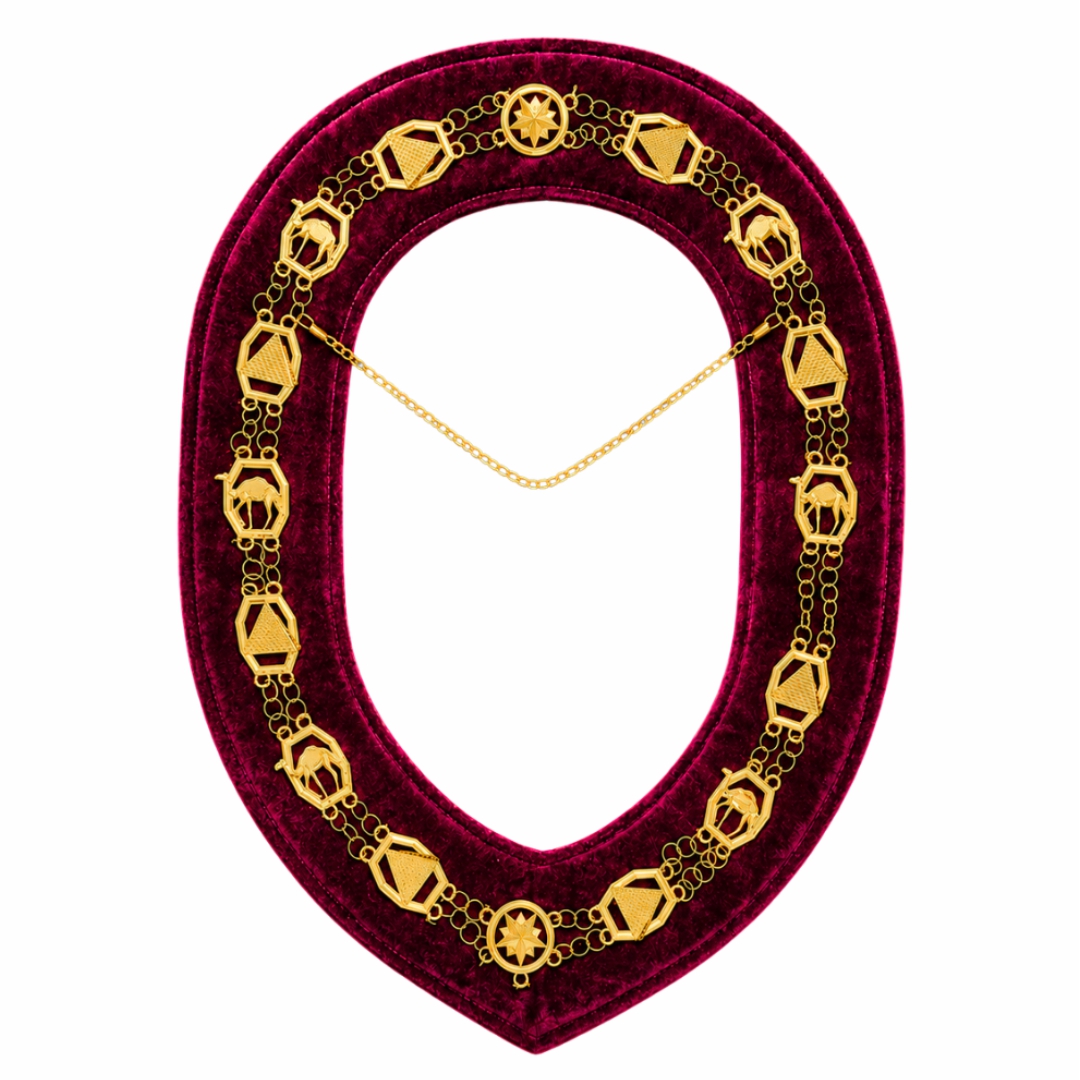 Dramatic Order Knight of Omar Chain Collar Gold with Burgundy Velvet