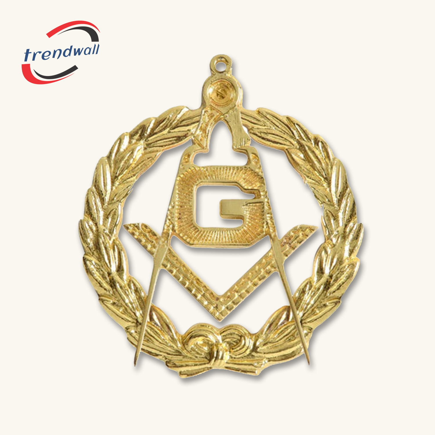 Master Mason Blue Lodge Collar Jewel,Gold Square Compass G with Wreath