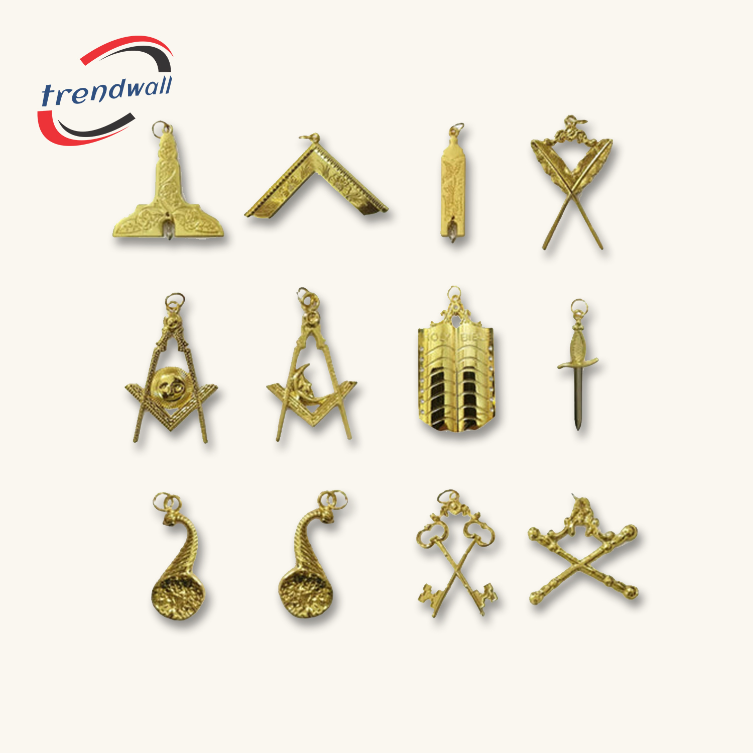 Officers Blue Lodge Officer Collar Jewel Set - Gold Metal