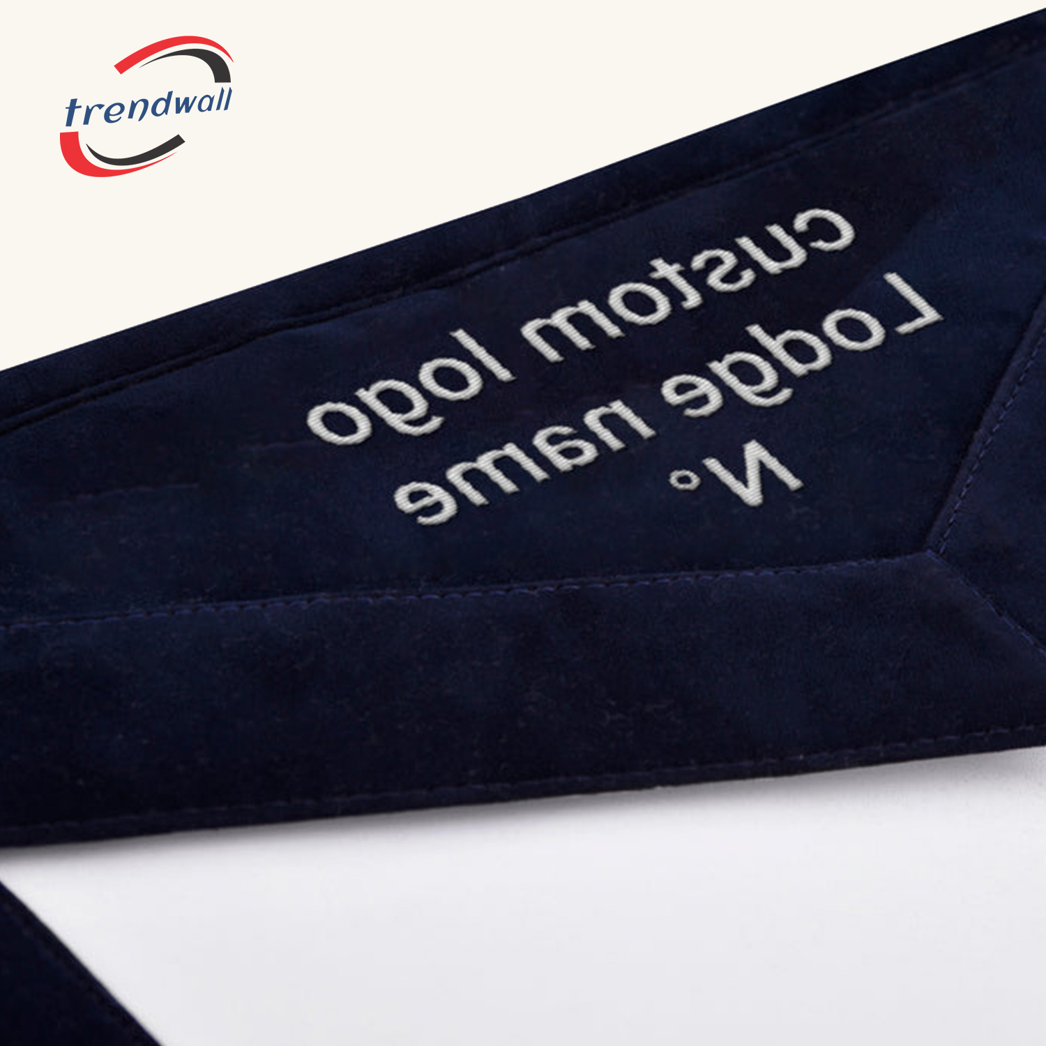 Marshal Blue Lodge Officer Apron - Navy Velvet With Silver Embroidery