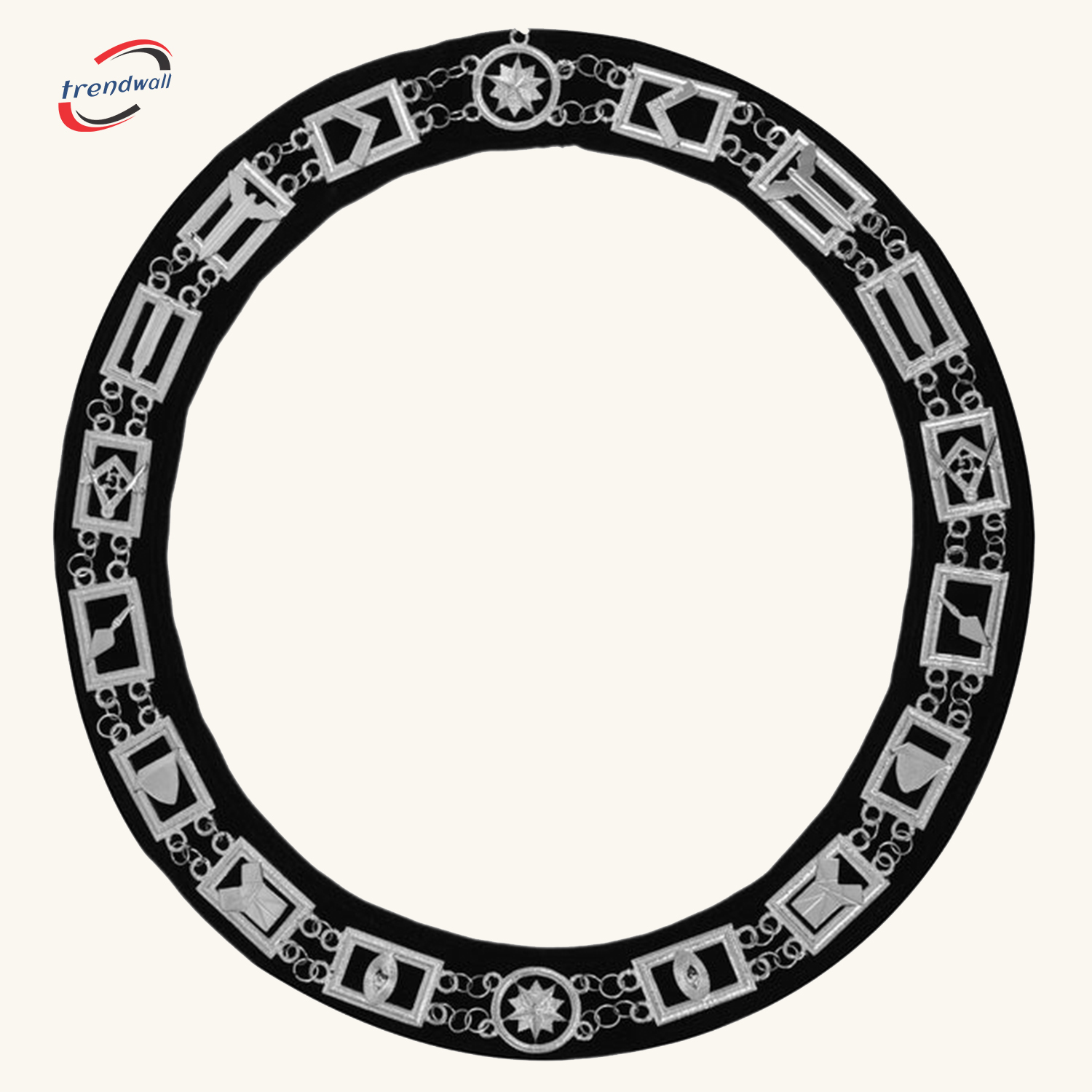 Blue Lodge Chain Collar | Gold-Plated on Black Velvet Round Shape