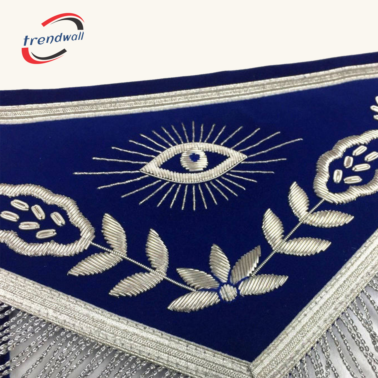 Past Master Blue Lodge Apron - Royal Blue Velvet with Silver Fringe