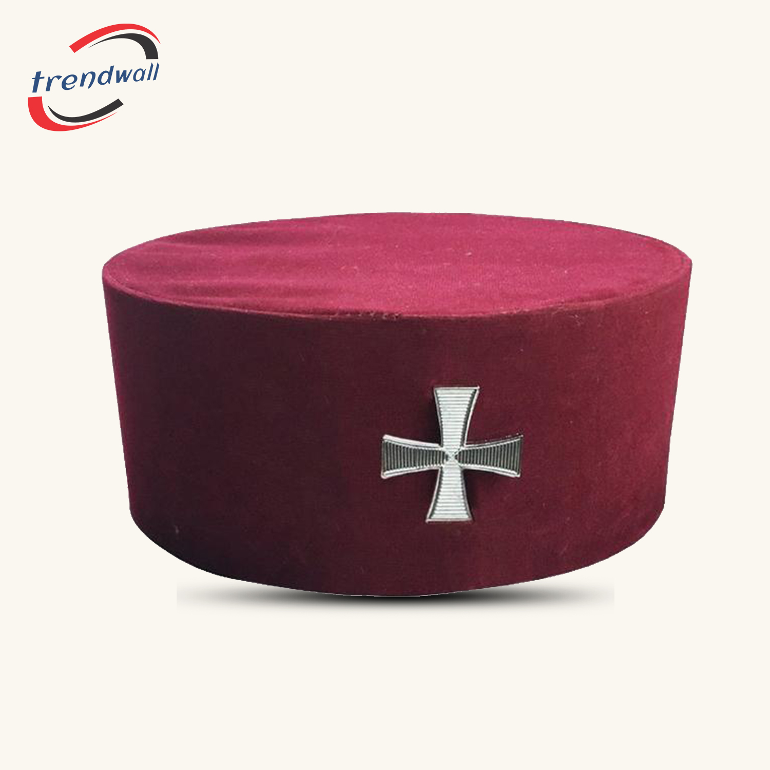 Knights Templar English Regulation Crown Cap - Maroon Velvet + Cross