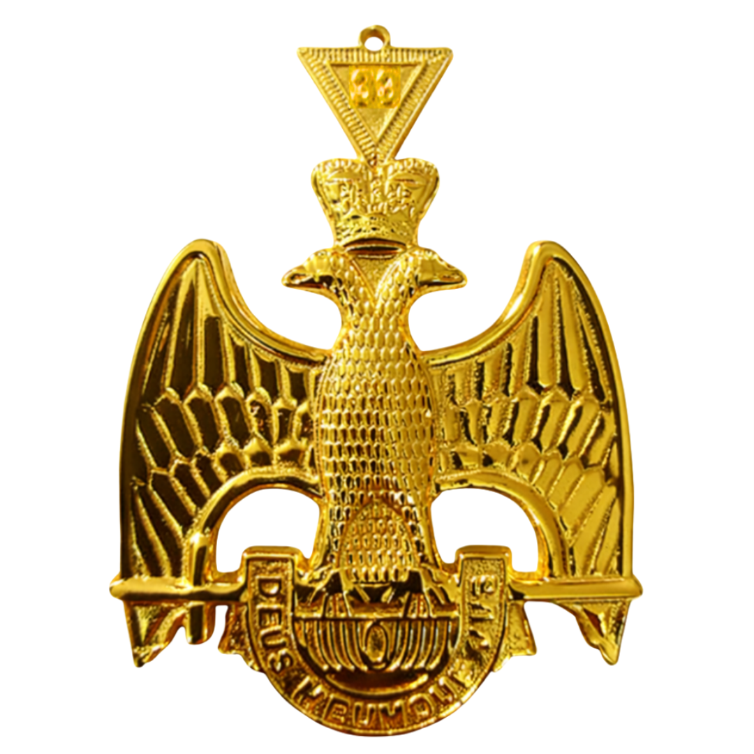 33th Degree Scottish Rite Collar Jewel - Wings Down Gold Plated