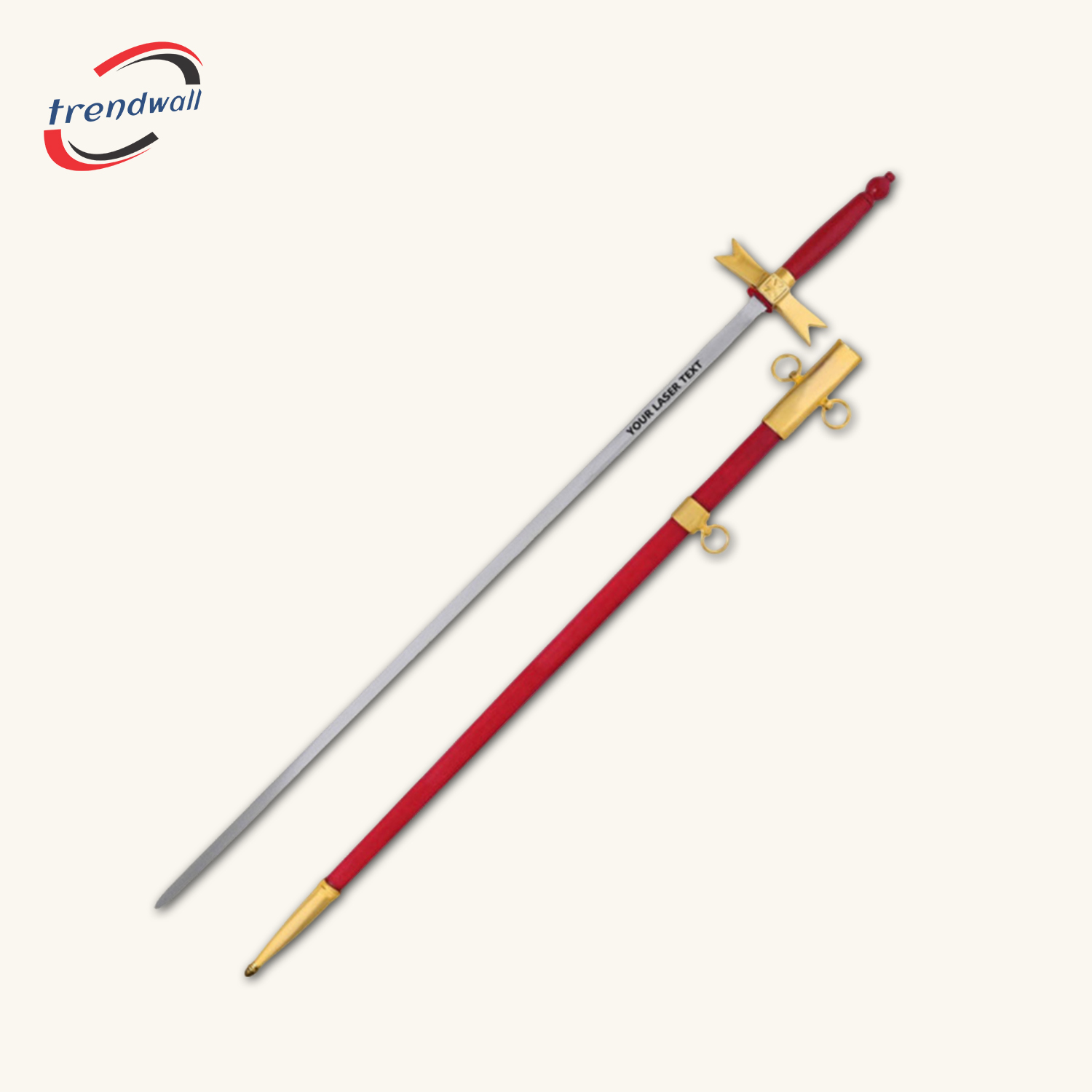 Knights Templar Commandery Sword - Red Hilt and Scabbard