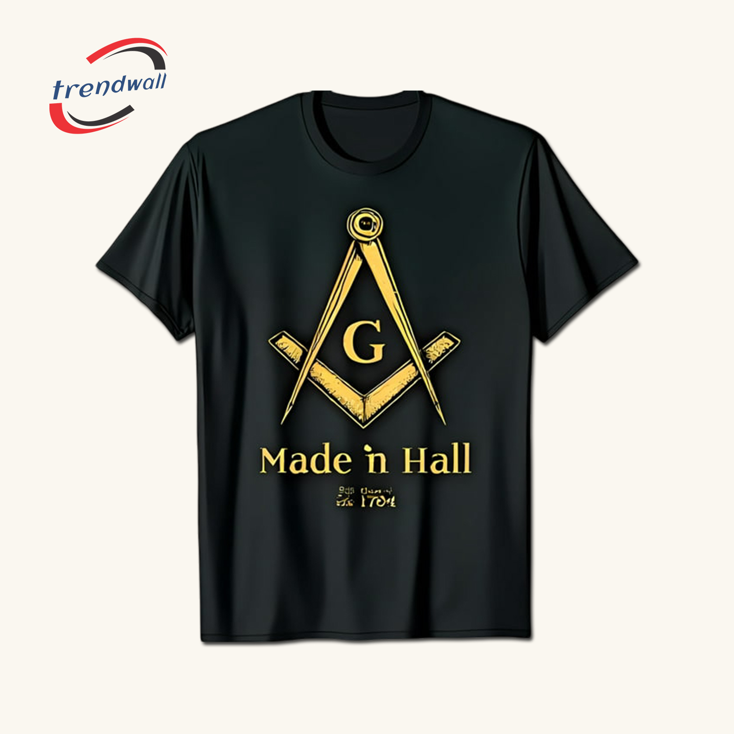 Masonic Black T-Shirt – Gold Compass & Square Symbol for Freemasons