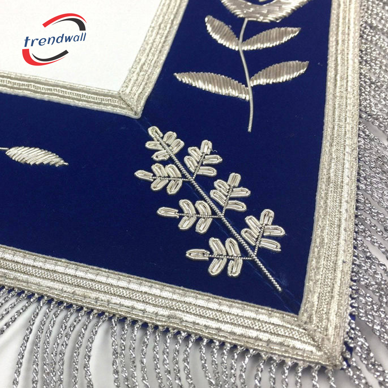 Past Master Blue Lodge Apron - Royal Blue Velvet with Silver Fringe