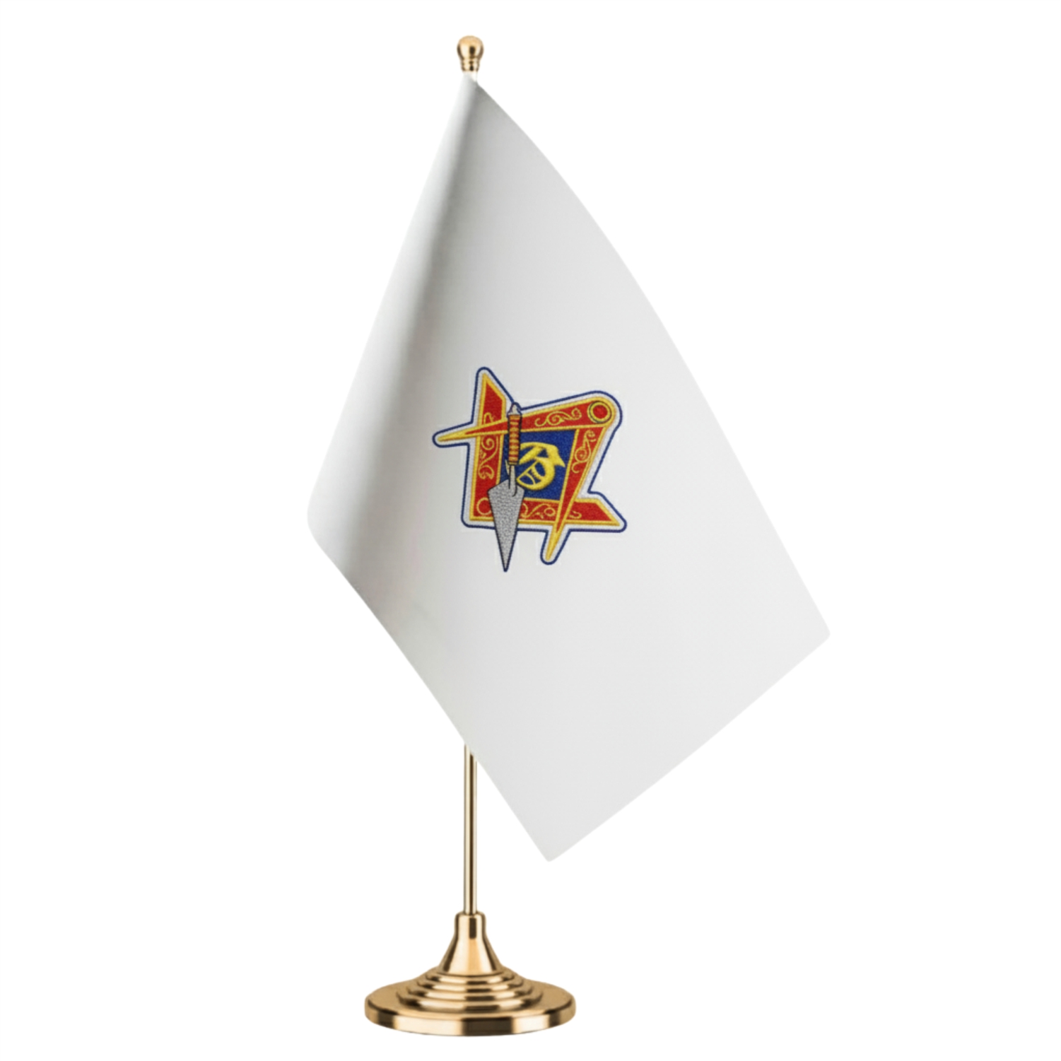 Masonic Compass with Trowel Symbol Desk Flag
