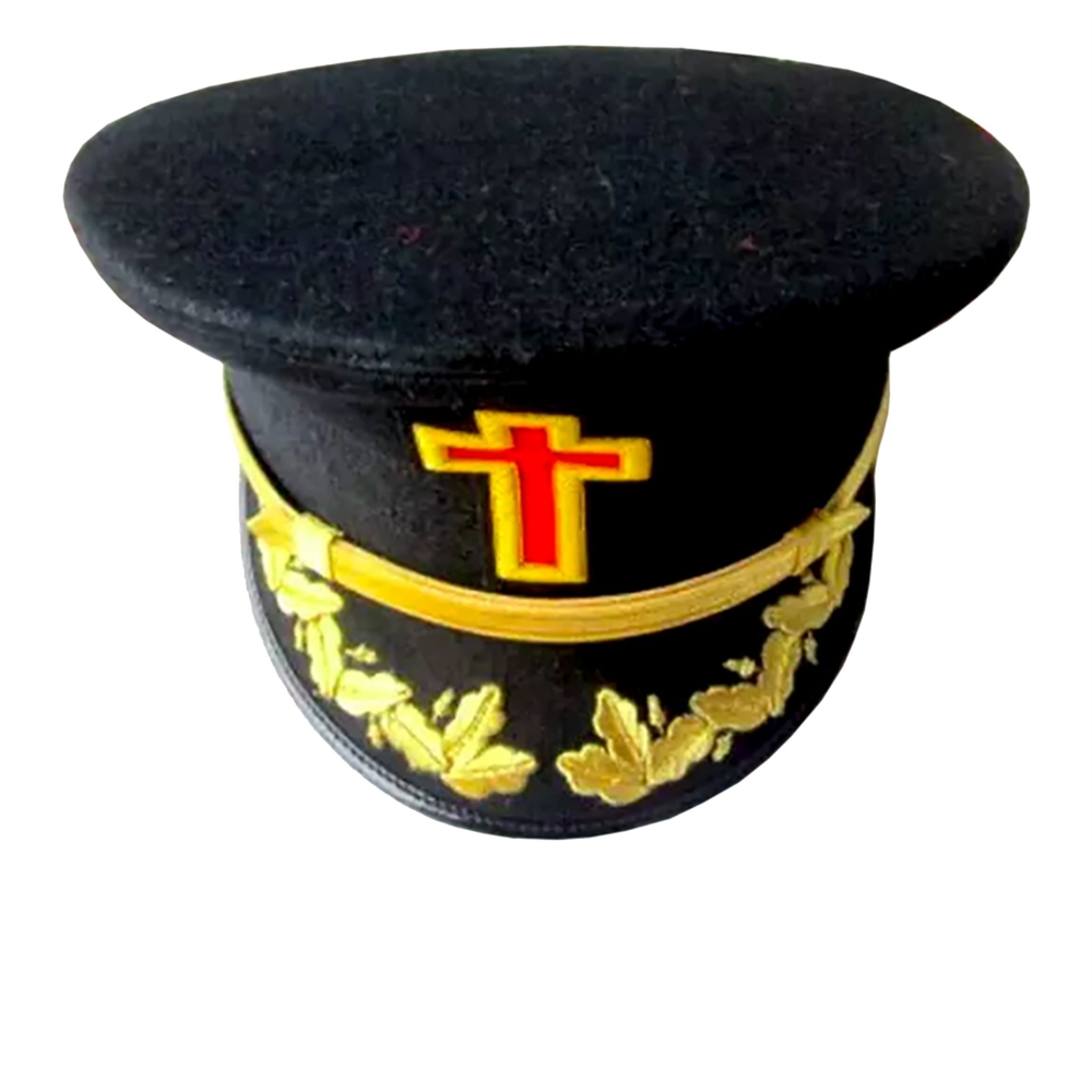 Past Commander Knights Templar Commandery Fatigue Cap, Red Cross with Rays