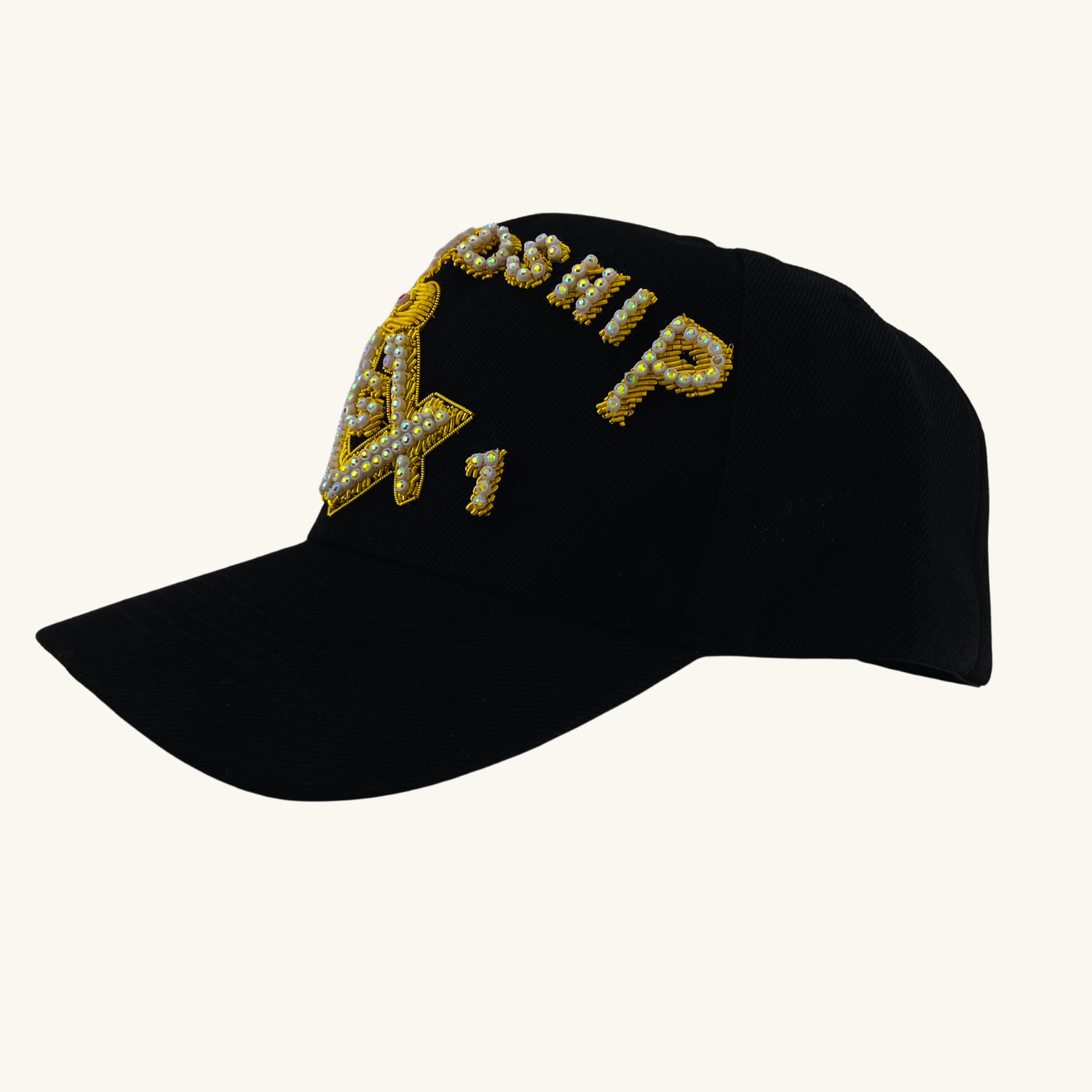 Masonic Blue Lodge Baseball Cap – Square And Compass G With Custom Temple Name (Black Cap)