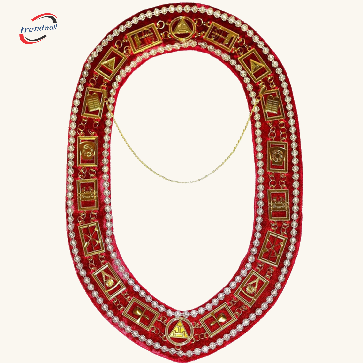 ROYAL & SELECT MASTERS ENGLISH REGULATION CHAIN COLLAR - GOLD WITH RED LINING