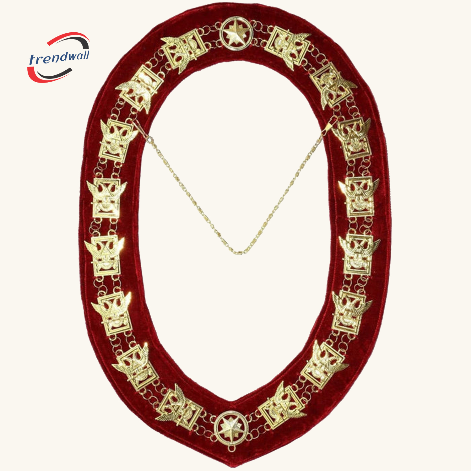 32ND DEGREE SCOTTISH RITE CHAIN COLLAR - WINGS UP GOLD PLATED