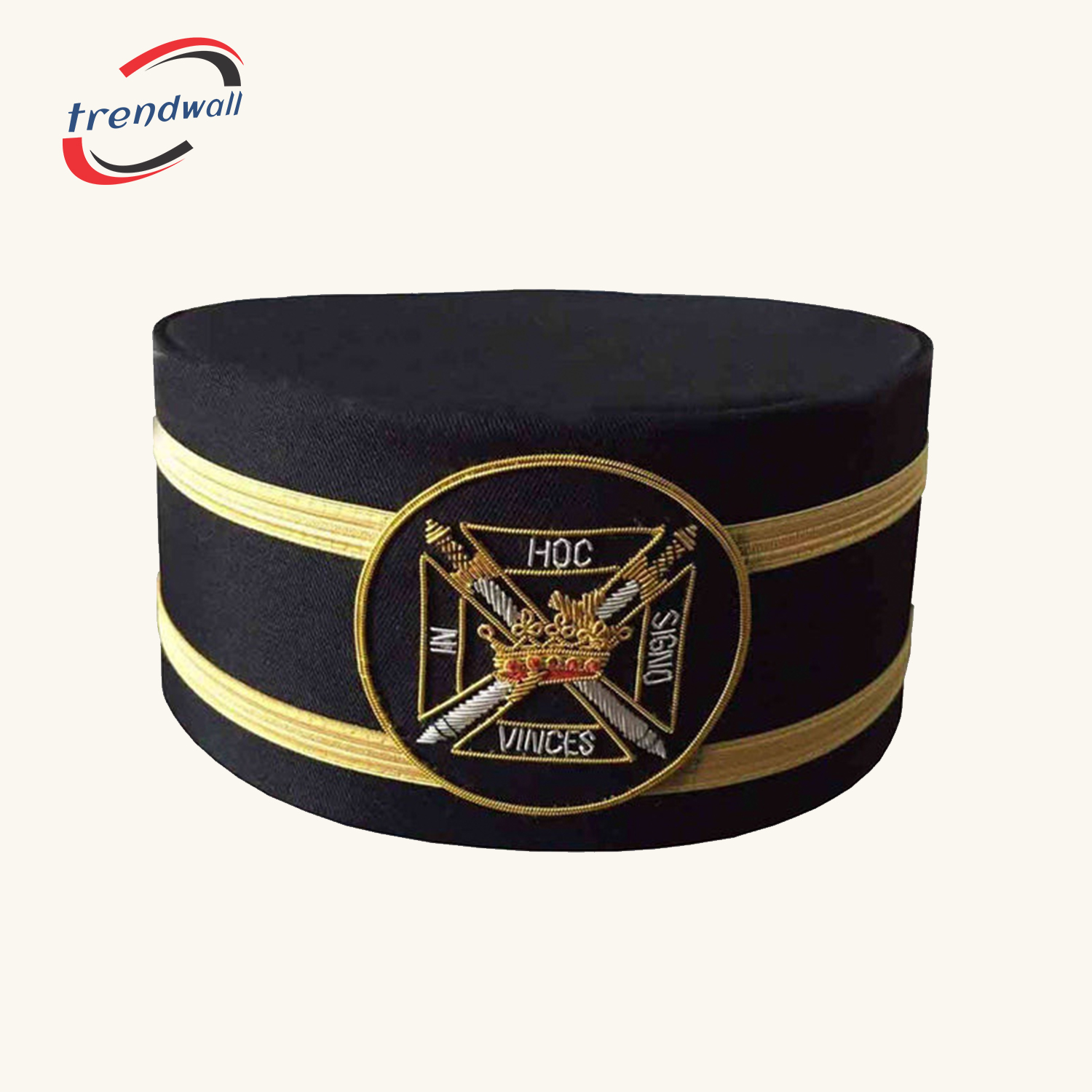 Knights Templar Commandery Crown Cap - Black Hand Embroidery
