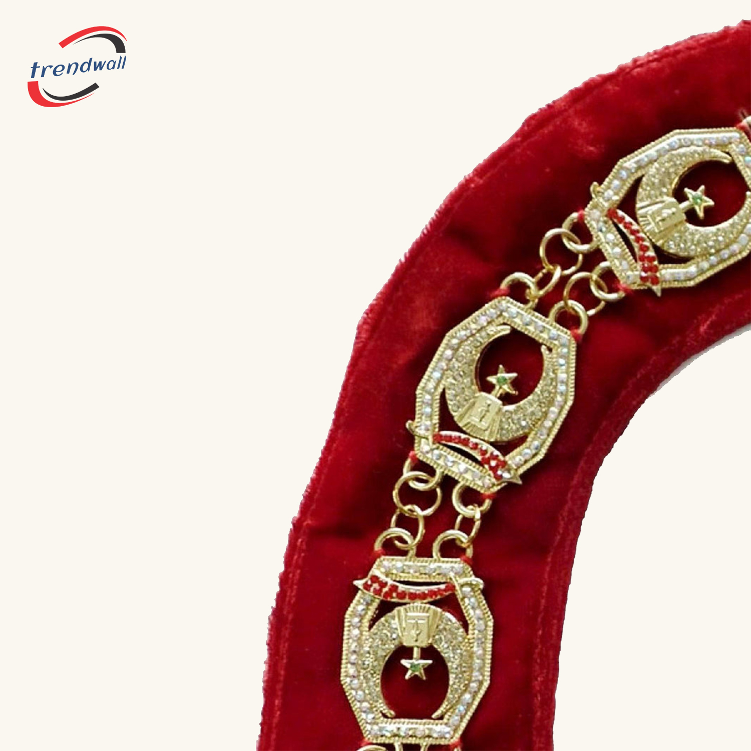 Shriners Chain Colar with Rhinestones