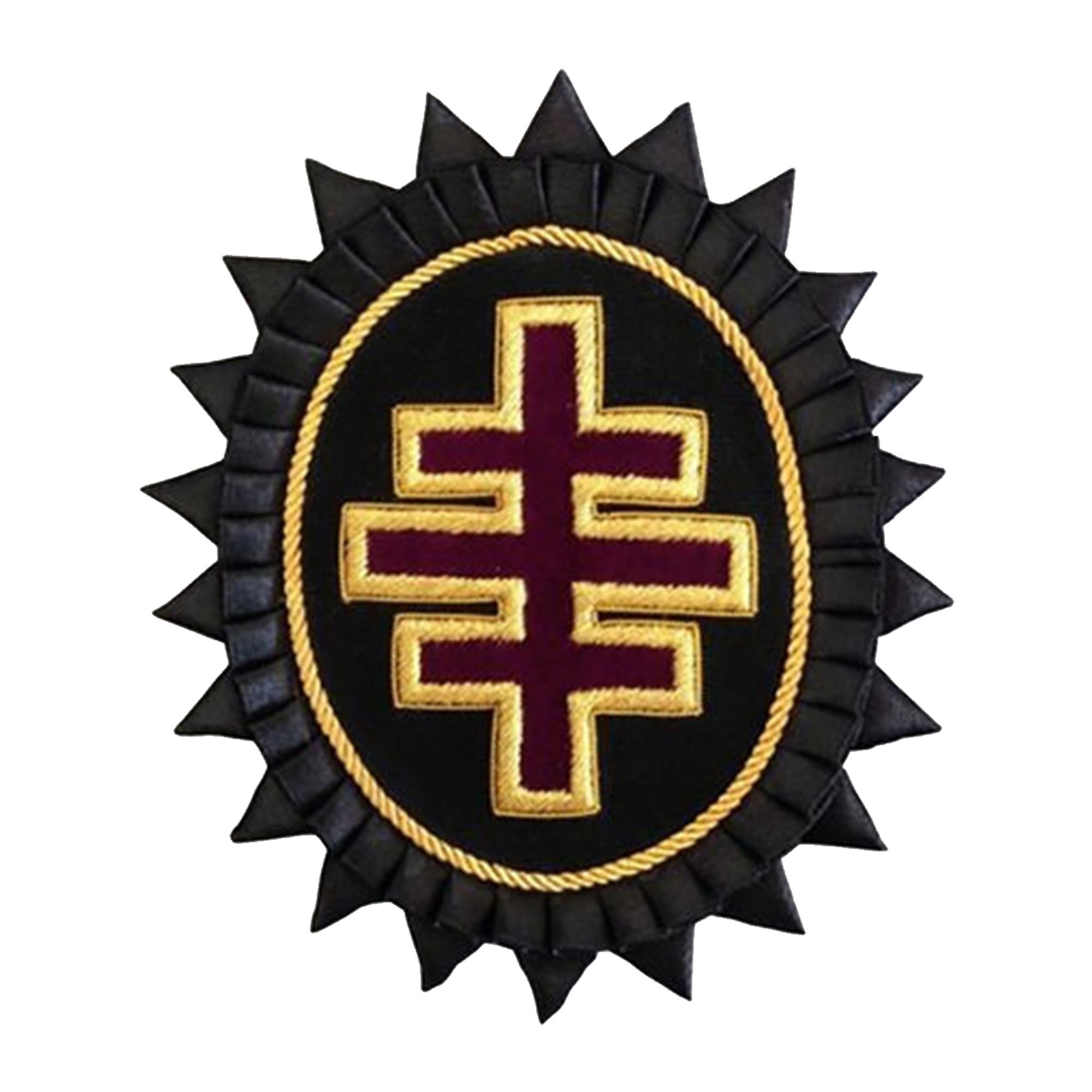 PAST GRAND MASTER KNIGHTS TEMPLAR COMMANDERY CHAPEAU ROSETTE - HAND BULLION EMBROIDERY