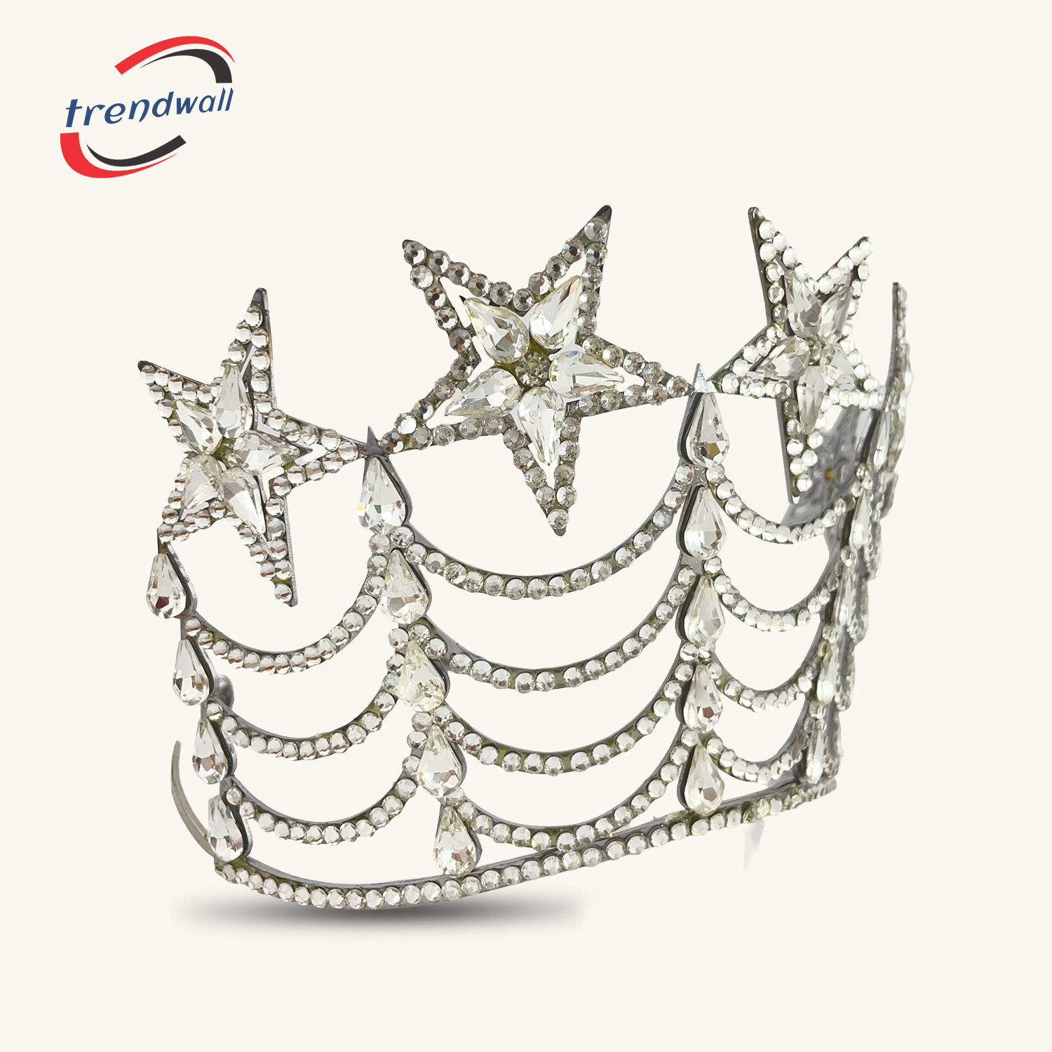 Masonic OES Tall Crown 5-Stars in Silver Tone Best Quality Crown