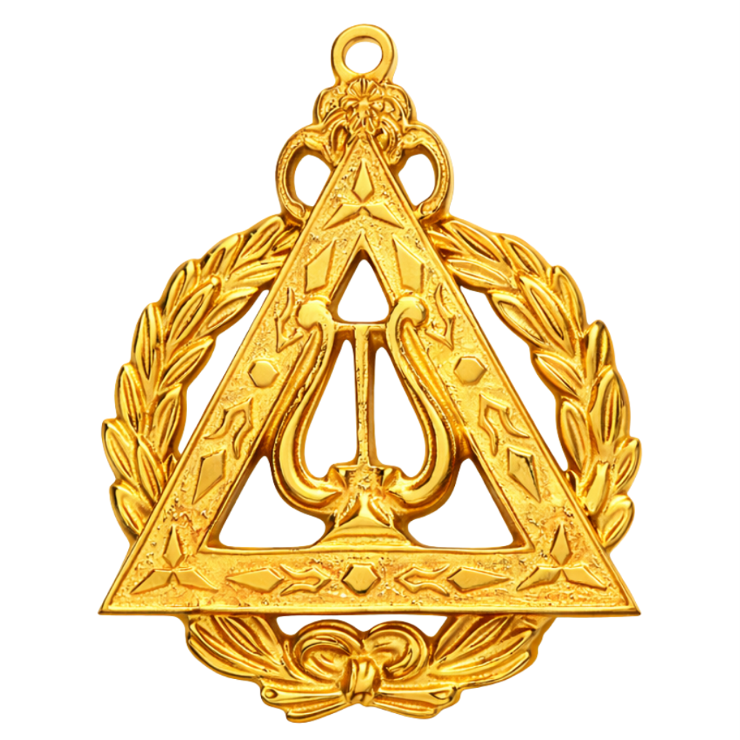 Grand Musician Royal Arch Chapter Officer Collar Jewel - Gold Metal