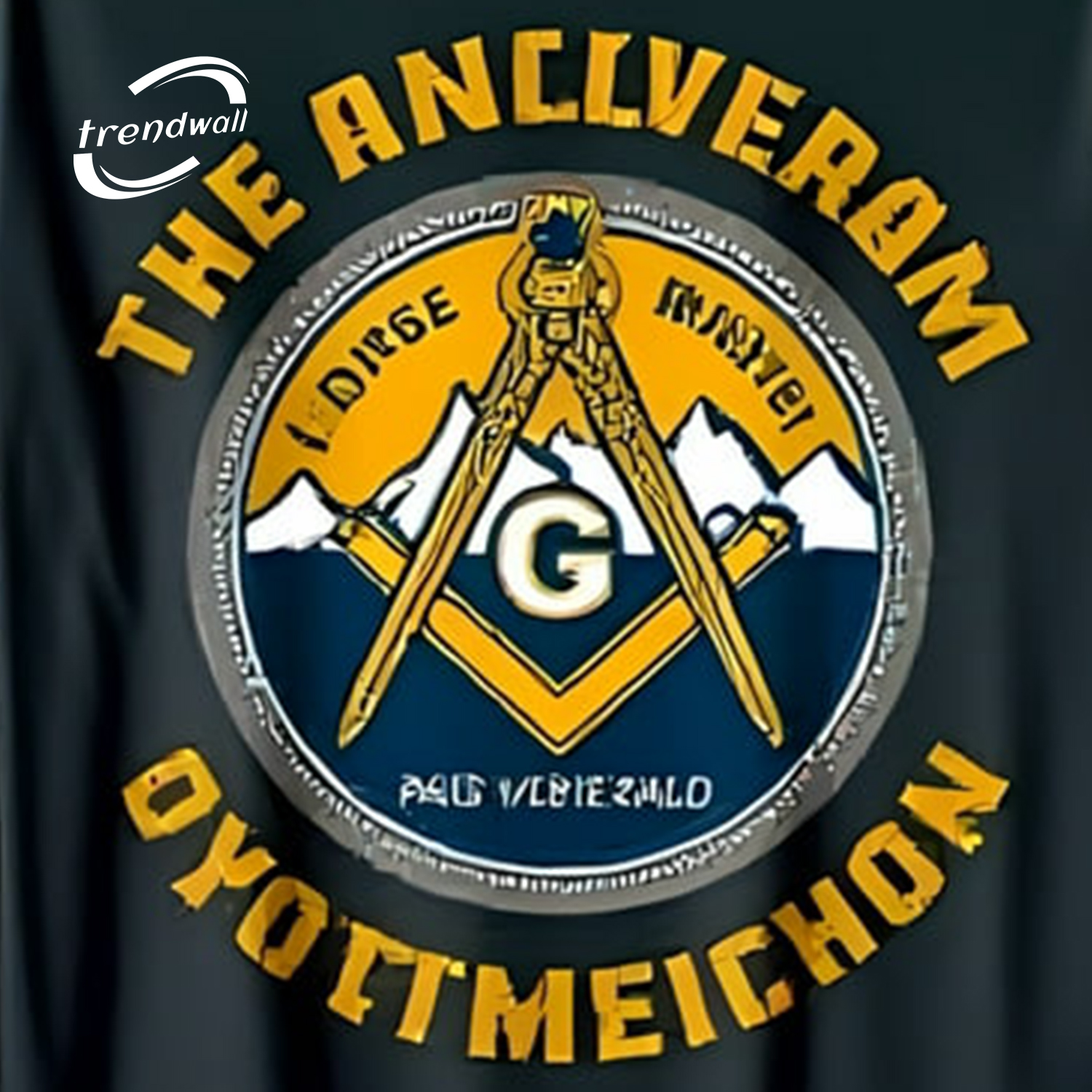 Masonic Black T-Shirt – Gold & Blue Mountain Design with Unique Masonic Symbolism