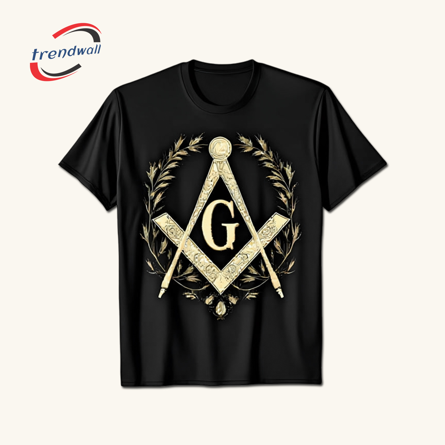 Masonic T-Shirt – Gold Square & Compass Symbol on Soft Everyday Fabric