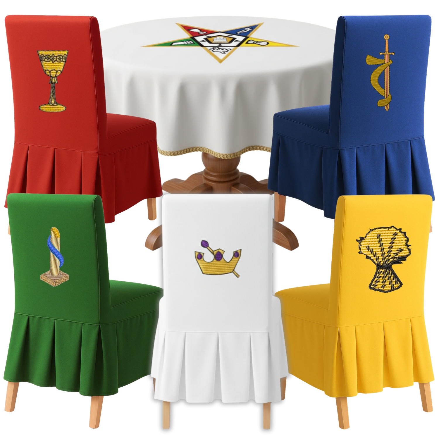Masonic Lodge Chairs & Table Cover Set
