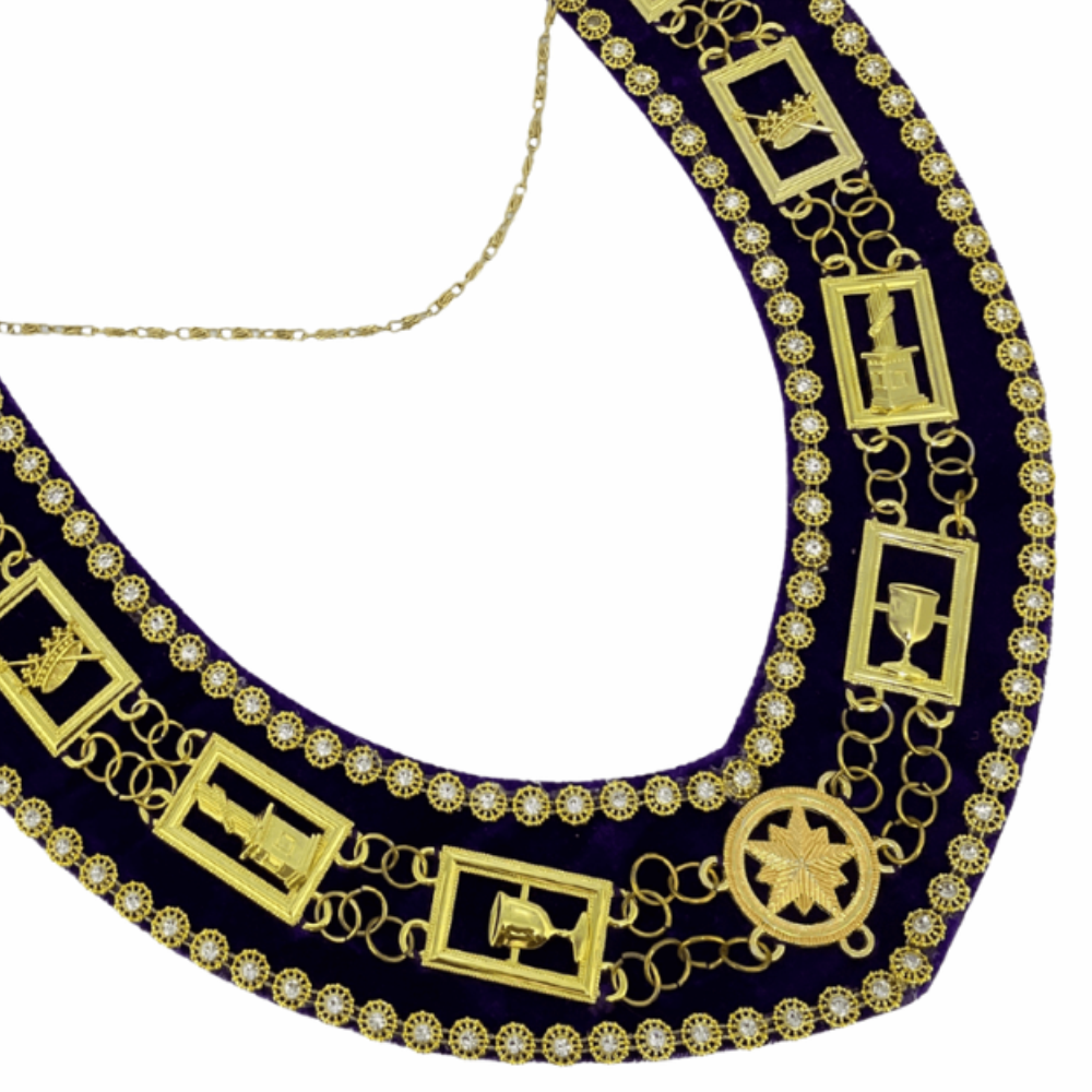 Masonic Blue Lodge Chain Collar Purple Velvet