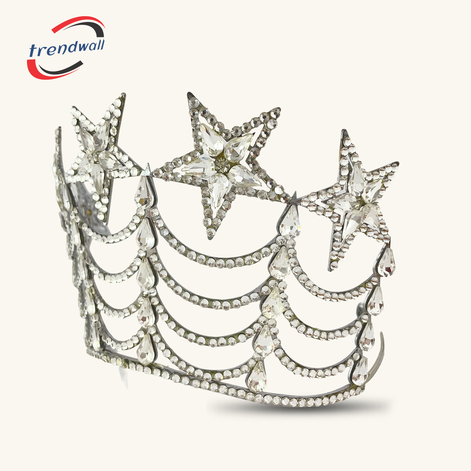 Masonic OES Tall Crown 5-Stars in Silver Tone Best Quality Crown