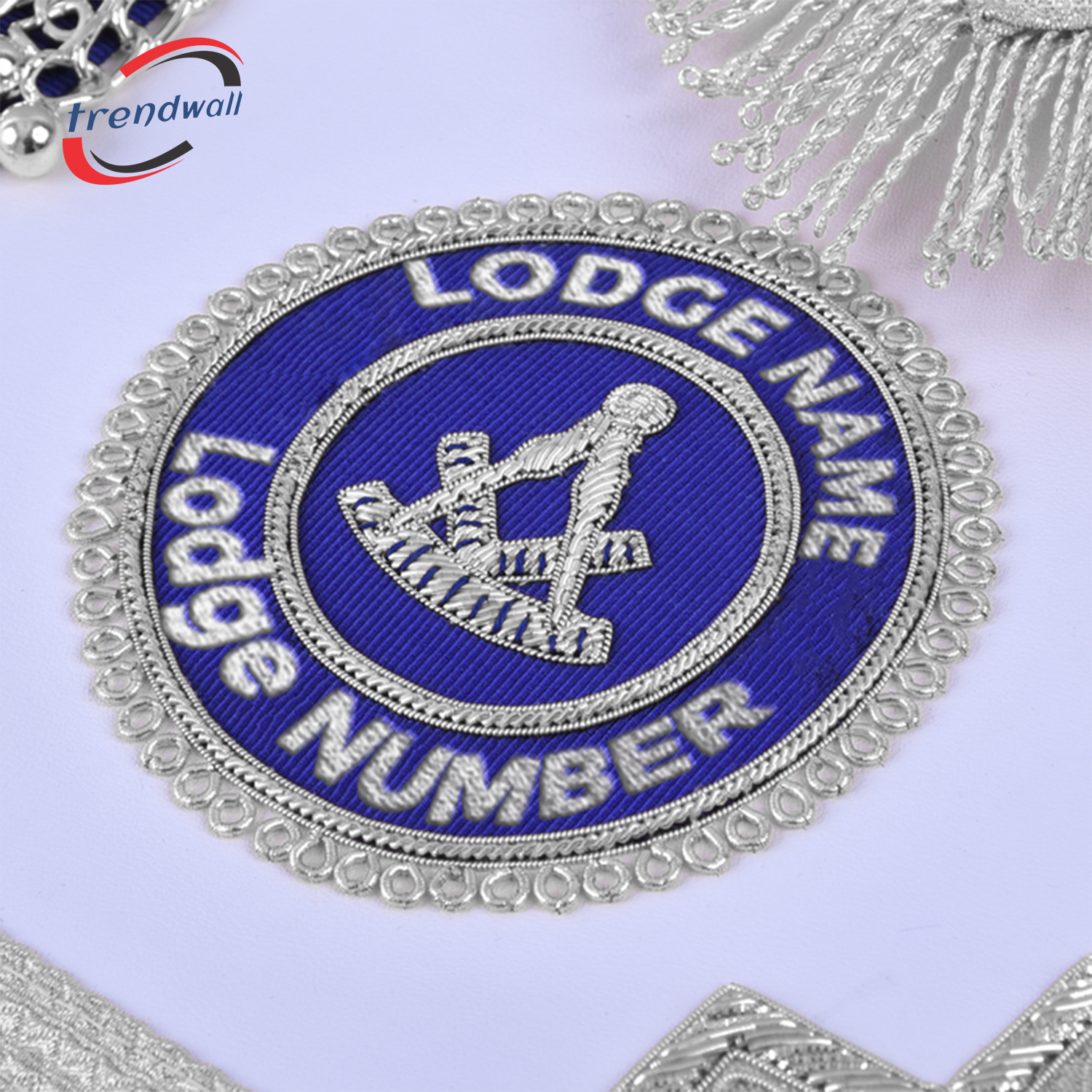 Past Master Blue Lodge Apron - Royal Blue Ribbon With Silver Fringe