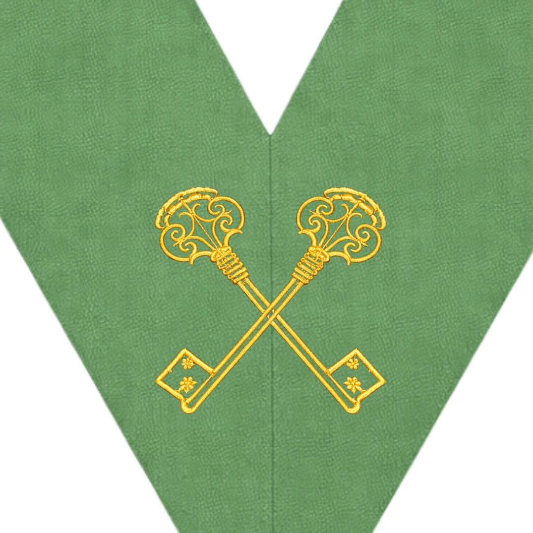Treasurer Blue Lodge Collar – Green Ribbon Premium Craft Masonic Regalia